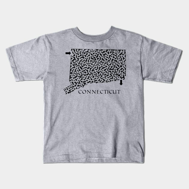 Connecticut State Outline Maze & Labyrinth Kids T-Shirt by gorff